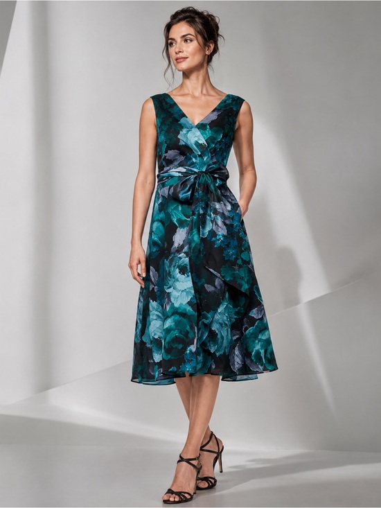 Alex Evenings Dresses & Skirts - NWT Alex Evenings Blue Printed Midi Yoryu Sleeveless Dress Size 12